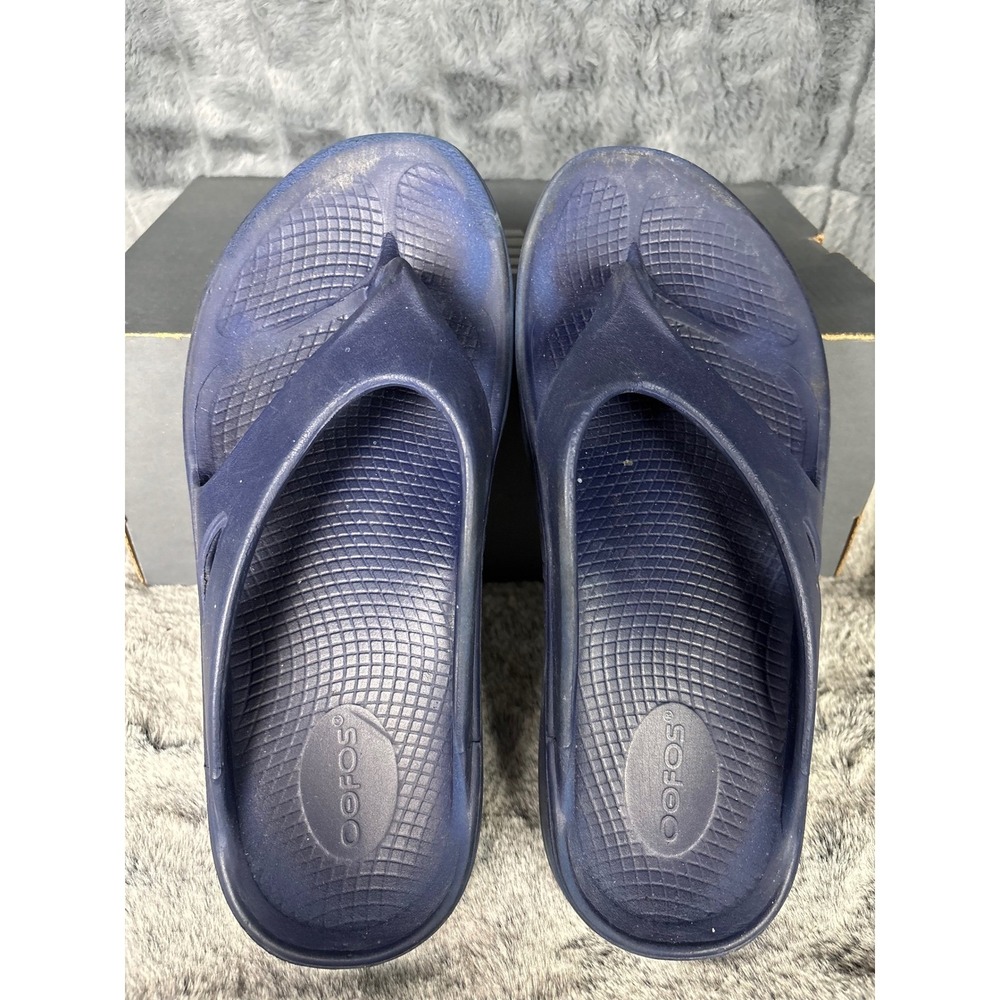 Oofos OOriginal Recovery Sandals Navy Blue Thong Flip Flops Mens 7 Womens 9 - Picture 5 of 8